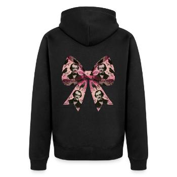 Coquettish Bow Edgar Allan Poe Literature Pink - Unisex Premium Organic Zip Hoodie - black - Back - Nico (187cm)