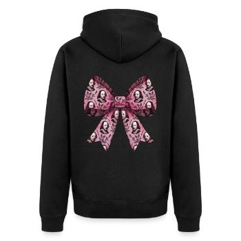 Kokette Schleife Shakespeare Literatur Rosa - Unisex Premium Bio Zip Hoodie - Schwarz - Hinten - Nico (187cm)