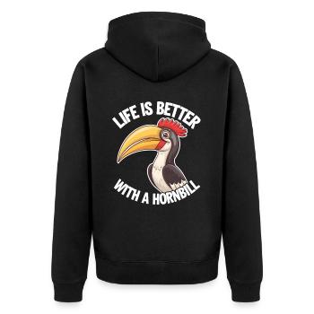 Nashornvogel - Unisex Premium Bio Zip Hoodie - Schwarz - Hinten - Nico (187cm)