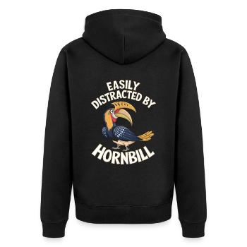 Nashornvogel - Unisex Premium Bio Zip Hoodie - Schwarz - Hinten - Nico (187cm)
