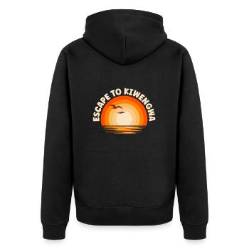 I'm fleeing to Kiwengwa - Unisex Premium Organic Zip Hoodie - black - Back - Nico (187cm)