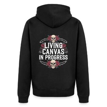 Tattoo Studio Tattoo Artist Tattoo Ideen - Unisex Premium Bio Zip Hoodie - Schwarz - Hinten - Nico (187cm)