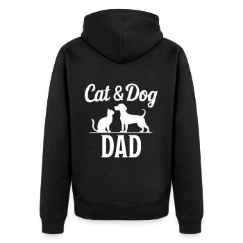 Katze und Hund Spruch Lustiges Haustier Geschenk - Unisex Premium Bio Zip Hoodie - Schwarz - Hinten - Nico (187cm)