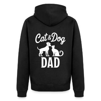 Katze und Hund Spruch Lustiges Haustier Geschenk - Unisex Premium Bio Zip Hoodie - Schwarz - Hinten - Nico (187cm)