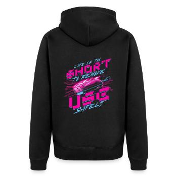Theoretical Computer Scientist - Unisex Premium Organic Zip Hoodie - black - Back - Nico (187cm)