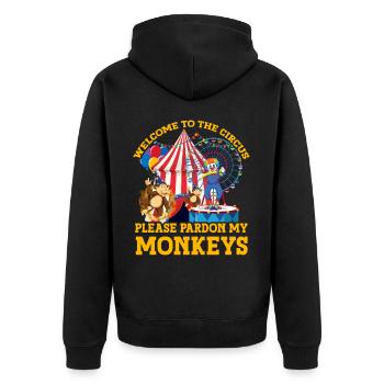 Welcome to the circus please pardon my monkeys - Unisex Premium Organic Zip Hoodie - black - Back - Nico (187cm)