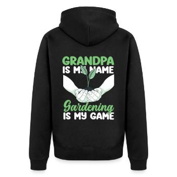 Amoureux des plantes Jardinage Papi - Veste à capuche bio Premium Unisexe - noir - Dos - Nico (187cm)