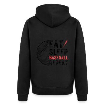 Manger dormir baseball répéter dire - Veste à capuche bio Premium Unisexe - noir - Dos - Nico (187cm)