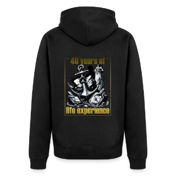 Anker Leuchtturm Kompass Geburtstag 40 - Unisex Premium Bio Zip Hoodie - Schwarz - Hinten - Nico (187cm)