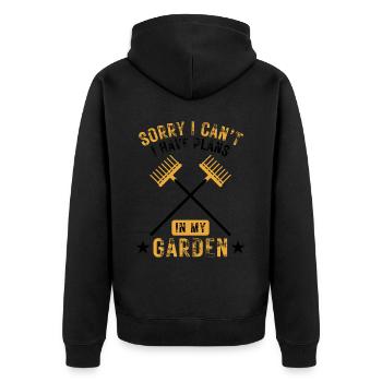 Lustiger Garten Spruch Gärtner Design - Unisex Premium Bio Zip Hoodie - Schwarz - Hinten - Nico (187cm)