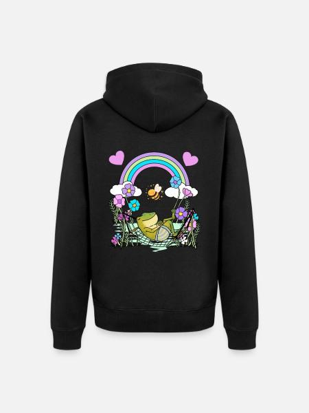 Frosch Frösche Kinder Kind - Unisex Premium Bio Zip Hoodie - Schwarz