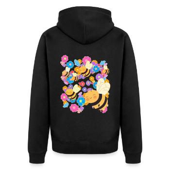 Biene Bienen Blume Blumen Sommer Kinder - Unisex Premium Bio Zip Hoodie - Schwarz - Hinten - Nico (187cm)
