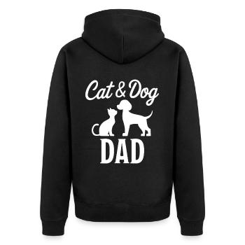 Katze und Hund Spruch Lustiges Haustier Geschenk - Unisex Premium Bio Zip Hoodie - Schwarz - Hinten - Nico (187cm)