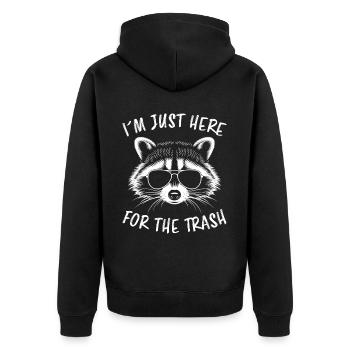 Raccoon Saying Trash Funny Raccoon Gift - Unisex Premium Organic Zip Hoodie - black - Back - Nico (187cm)