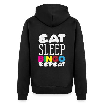 Bingo Nourriture Sommeil Bingo Joueur répété - Veste à capuche bio Premium Unisexe - noir - Dos - Nico (187cm)