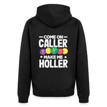 Bingo Komm An Rufer Lass Mich Jubeln Spieler - Unisex Premium Bio Zip Hoodie - Schwarz - Hinten - Nico (187cm)