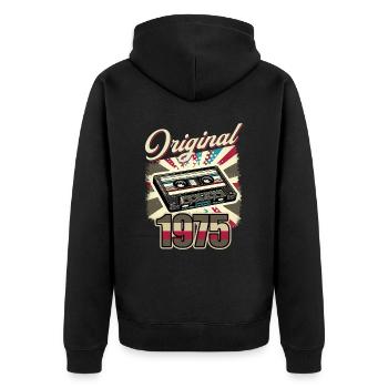 50. Geburtstag Mann Frau 50 Jahre Deko 1975 Retro - Unisex Premium Bio Zip Hoodie - Schwarz - Hinten - Nico (187cm)