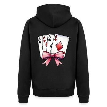 Coquette Bow Poker Muttertag Casino-Spieler - Unisex Premium Bio Zip Hoodie - Schwarz - Hinten - Nico (187cm)