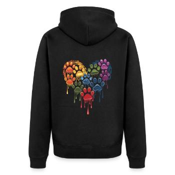 Bunte Pfoten Herz für Hundehalter - Unisex Premium Bio Zip Hoodie - Schwarz - Hinten - Nico (187cm)