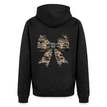Coquette Bow Deer Hunting Hunter Camouflage Ribbon - Unisex Premium Organic Zip Hoodie - black - Back - Nico (187cm)