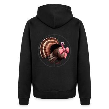Coquette Bogen Truthahnjagd Jäger Rosa - Unisex Premium Bio Zip Hoodie - Schwarz - Hinten - Nico (187cm)