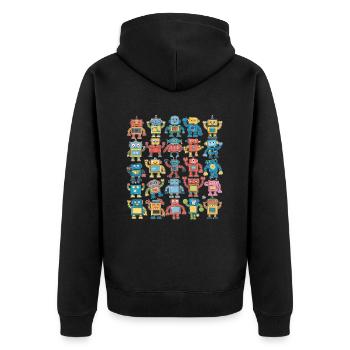 Bunte Roboter Für Kinder - Lustige Illustrationen - Unisex Premium Bio Zip Hoodie - Schwarz - Hinten - Nico (187cm)