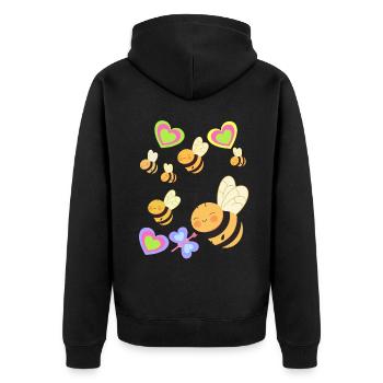 Bee Bees Bumblebee Children Child - Unisex Premium Organic Zip Hoodie - black - Back - Nico (187cm)
