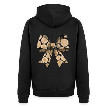Coquette Bogen Holzarbeiter Logger Mütter Tag Rosa - Unisex Premium Bio Zip Hoodie - Schwarz - Hinten - Nico (187cm)