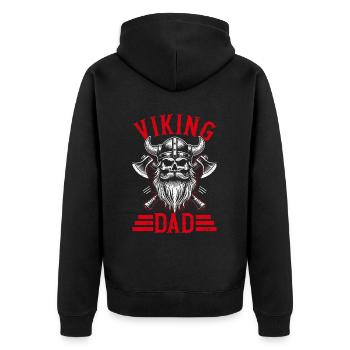 Wikinger Papa Vatertag Vaterschaft Elternteil - Unisex Premium Bio Zip Hoodie - Schwarz - Hinten - Nico (187cm)
