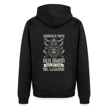Wikinger Papa Vatertag Vaterschaft Elternteil - Unisex Premium Bio Zip Hoodie - Schwarz - Hinten - Nico (187cm)