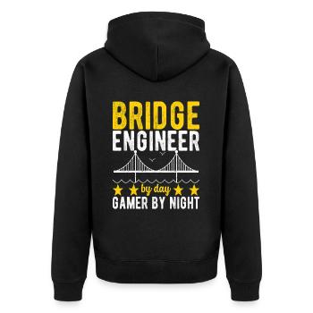 Ingénieur des ponts Construction de ponts - Veste à capuche bio Premium Unisexe - noir - Dos - Nico (187cm)