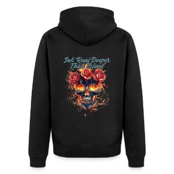 Tattoo Studio Tattoo Artist Tattoo Ideen - Unisex Premium Bio Zip Hoodie - Schwarz - Hinten - Nico (187cm)