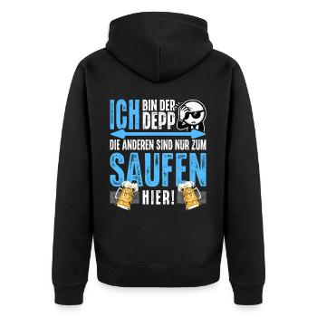 Bräutigam T-Shirt Junggesellenabschied Männer JGA - Unisex Premium Bio Zip Hoodie - Schwarz - Hinten - Nico (187cm)