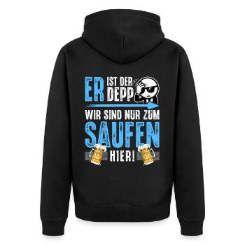 Junggesellenabschied Männer T-Shirt JGA Poltern - Unisex Premium Bio Zip Hoodie - Schwarz - Hinten - Nico (187cm)
