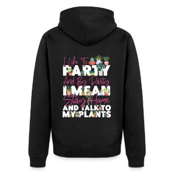 Plant Lover Gardening I Like To - Unisex Premium Bio Zip Hoodie - Schwarz - Hinten - Nico (187cm)