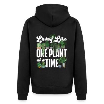 Amoureux des plantes Jardinage Vie vivante - Veste à capuche bio Premium Unisexe - noir - Dos - Nico (187cm)