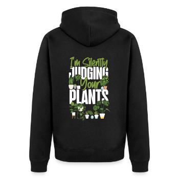 Plant Lover Gardening I'm Silently - Unisex Premium Bio Zip Hoodie - Schwarz - Hinten - Nico (187cm)