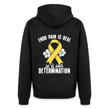 Endo-schmerzen Sind Real, Ebenso Wie Unsere - Unisex Premium Bio Zip Hoodie - Schwarz - Hinten - Nico (187cm)
