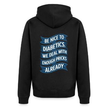 Diabétiques de type a ou b drôle de dicton - Veste à capuche bio Premium Unisexe - noir - Dos - Nico (187cm)
