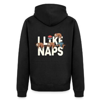 Sloth Sleep Funny Relax Outfit Nap - Unisex Premium Organic Zip Hoodie - black - Back - Nico (187cm)