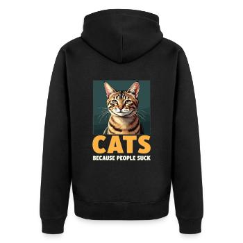 Funny Cat Cat Cat Cat Cat Lover - Unisex Premium Organic Zip Hoodie - black - Back - Nico (187cm)