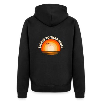 Ich fliehe nach Thaa Atoll - Unisex Premium Bio Zip Hoodie - Schwarz - Hinten - Nico (187cm)
