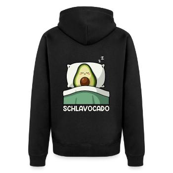 Schlavocado Avocado Schlafliebhaber Kawaii Avocado - Unisex Premium Bio Zip Hoodie - Schwarz - Hinten - Nico (187cm)