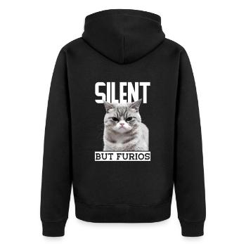 Chat Gras Gros Chat Humour Mème - Veste à capuche bio Premium Unisexe - noir - Dos - Nico (187cm)