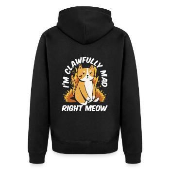 Chat Gras Gros Chat Humour Mème - Veste à capuche bio Premium Unisexe - noir - Dos - Nico (187cm)