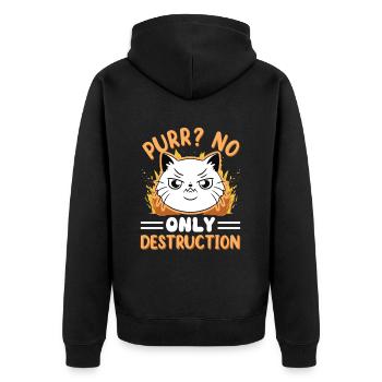 Chat Gras Gros Chat Humour Mème - Veste à capuche bio Premium Unisexe - noir - Dos - Nico (187cm)