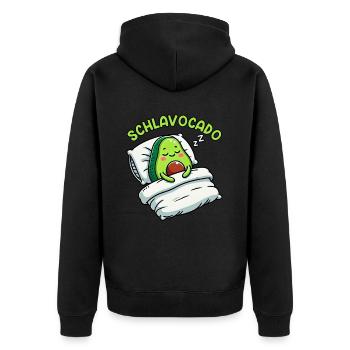 Schlavocado Avocado Schlafliebhaber Kawaii Avocado - Unisex Premium Bio Zip Hoodie - Schwarz - Hinten - Nico (187cm)