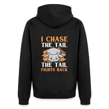 Cat Fat Fat Cat Humor Meme - Unisex Premium Organic Zip Hoodie - black - Back - Nico (187cm)