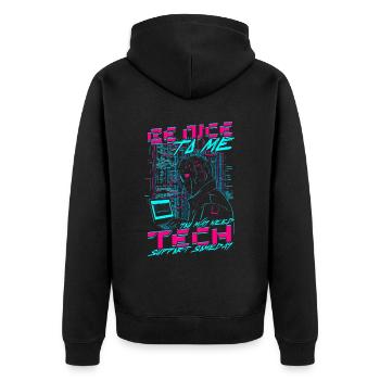 Informatiker Tech Support - Unisex Premium Bio Zip Hoodie - Schwarz - Hinten - Nico (187cm)