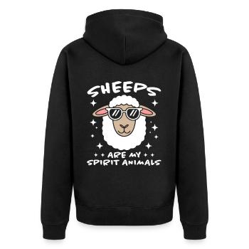 Schaf Spruch Hausschaf Lustiges Schafe Geschenk - Unisex Premium Bio Zip Hoodie - Schwarz - Hinten - Nico (187cm)